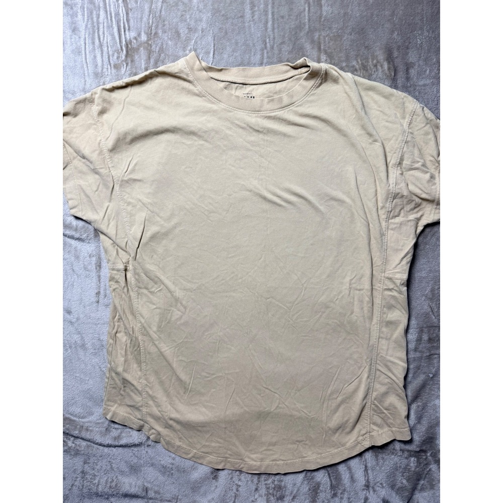 Madewell MWL Tan Beige Short Sleeve Crewneck Cotton T-Shirt Small A445‎ Basics